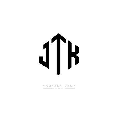 Çokgen şekilli JTK harf logosu tasarımı. JTK çokgen ve küp şeklinde logo tasarımı. JTK altıgen vektör logosu beyaz ve siyah renkler. JTK monogramı, iş ve emlak logosu.