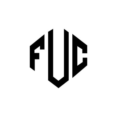 FUC letter logo design with polygon shape. FUC polygon and cube shape logo design. FUC hexagon vector logo template white and black colors. FUC monogram, business and real estate logo.