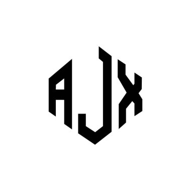 Çokgen şekilli AJX harf logosu tasarımı. AJX çokgen ve küp şeklinde logo tasarımı. AJX altıgen vektör logo şablonu beyaz ve siyah renkler. AJX monogram, iş ve gayrimenkul logosu.