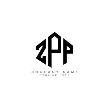 Çokgen şekilli ZPP harf logosu tasarımı. ZPP çokgen ve küp şeklinde logo tasarımı. ZPP altıgen vektör logosu beyaz ve siyah renkler. ZPP monogramı, iş ve emlak logosu.