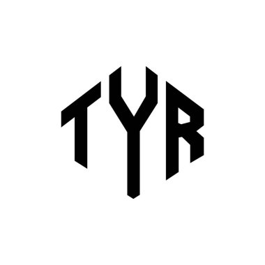 TYR letter logo design with polygon shape. TYR polygon and cube shape logo design. TYR hexagon vector logo template white and black colors. TYR monogram, business and real estate logo.