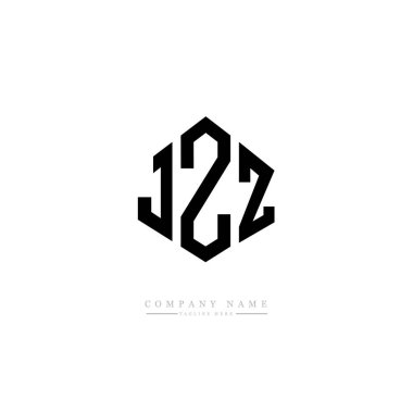 JZZ letter logo design with polygon shape. JZZ polygon and cube shape logo design. JZZ hexagon vector logo template white and black colors. JZZ monogram, business and real estate logo.