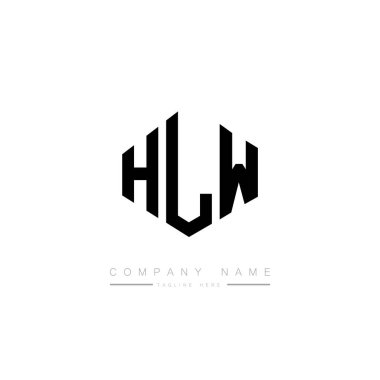 Çokgen şekilli HLW harf logosu tasarımı. HLW çokgen ve küp şeklinde logo tasarımı. HLW altıgen vektör logosu beyaz ve siyah renkler. HLW monogram, iş ve gayrimenkul logosu.