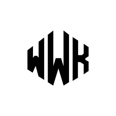 WWK letter logo design with polygon shape. WWK polygon and cube shape logo design. WWK hexagon vector logo template white and black colors. WWK monogram, business and real estate logo.
