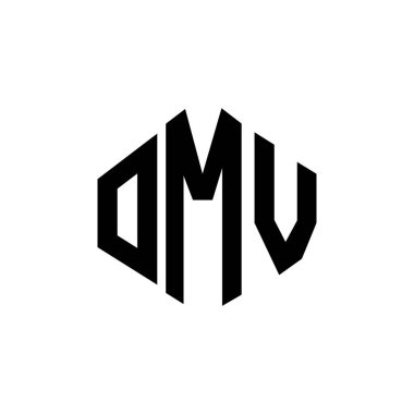 OMV letter logo design with polygon shape. OMV polygon and cube shape logo design. OMV hexagon vector logo template white and black colors. OMV monogram, business and real estate logo.
