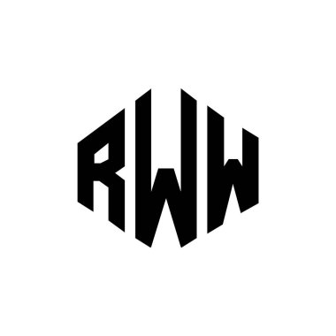 Çokgen şekilli RWW harf logosu tasarımı. RWW çokgen ve küp şeklinde logo tasarımı. RWW altıgen vektör logosu beyaz ve siyah renkler. RWW monogram, iş ve gayrimenkul logosu.