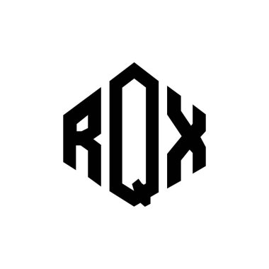 RQX letter logo design with polygon shape. RQX polygon and cube shape logo design. RQX hexagon vector logo template white and black colors. RQX monogram, business and real estate logo.