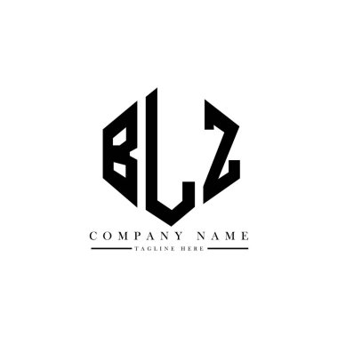 Çokgen şekilli BLZ harf logosu tasarımı. BLZ çokgen ve küp şeklinde logo tasarımı. BLZ altıgen vektör logo şablonu beyaz ve siyah renkler. BLZ monogramı, iş ve emlak logosu.