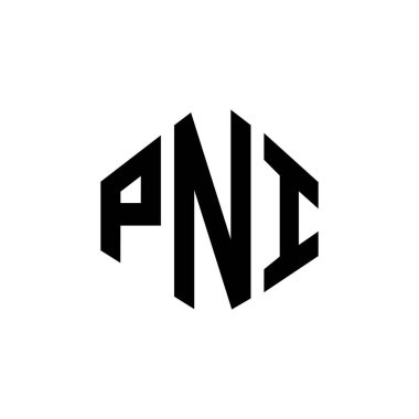 PNI letter logo design with polygon shape. PNI polygon and cube shape logo design. PNI hexagon vector logo template white and black colors. PNI monogram, business and real estate logo.