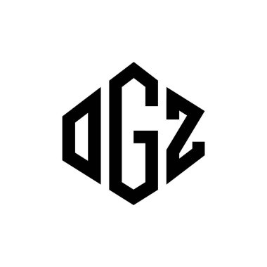 Çokgen şekilli OGZ harf logosu tasarımı. OGZ çokgen ve küp şeklinde logo tasarımı. OGZ altıgen vektör logosu beyaz ve siyah renkler. OGZ monogramı, iş ve emlak logosu.