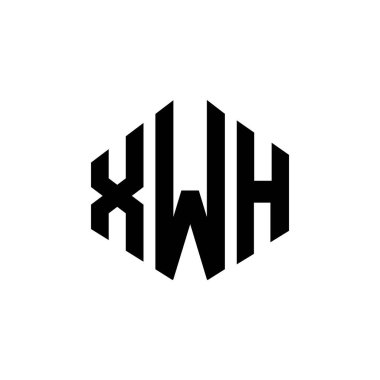 XWH letter logo design with polygon shape. XWH polygon and cube shape logo design. XWH hexagon vector logo template white and black colors. XWH monogram, business and real estate logo.