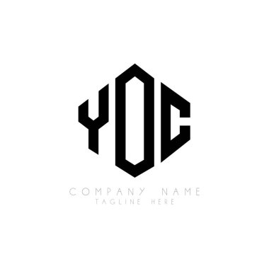 YOC letter logo design with polygon shape. YOC polygon and cube shape logo design. YOC hexagon vector logo template white and black colors. YOC monogram, business and real estate logo.