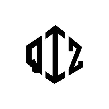 Çokgen şekilli QIZ harf logosu tasarımı. QIZ çokgen ve küp şeklinde logo tasarımı. QIZ altıgen vektör logo şablonu beyaz ve siyah renkler. QIZ monogramı, iş ve emlak logosu.