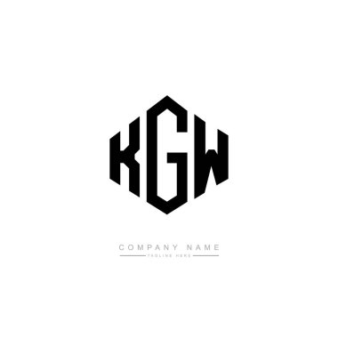 Çokgen şekilli KGW harf logosu tasarımı. Küp şeklinde logo tasarımı. Altıgen vektör logosu beyaz ve siyah renklerde. Monogram, iş ve emlak logosu.