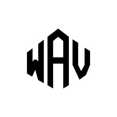 WAV letter logo design with polygon shape. WAV polygon and cube shape logo design. WAV hexagon vector logo template white and black colors. WAV monogram, business and real estate logo.