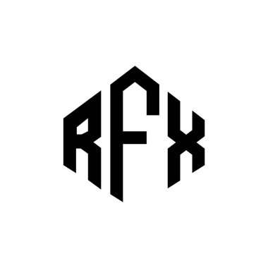 RFX letter logo design with polygon shape. RFX polygon and cube shape logo design. RFX hexagon vector logo template white and black colors. RFX monogram, business and real estate logo.