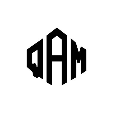 QAM letter logo design with polygon shape. QAM polygon and cube shape logo design. QAM hexagon vector logo template white and black colors. QAM monogram, business and real estate logo.