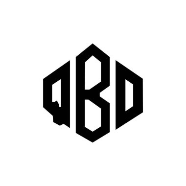 QBO letter logo design with polygon shape. QBO polygon and cube shape logo design. QBO hexagon vector logo template white and black colors. QBO monogram, business and real estate logo.