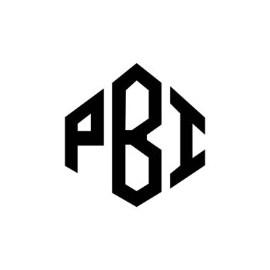 PBI letter logo design with polygon shape. PBI polygon and cube shape logo design. PBI hexagon vector logo template white and black colors. PBI monogram, business and real estate logo.
