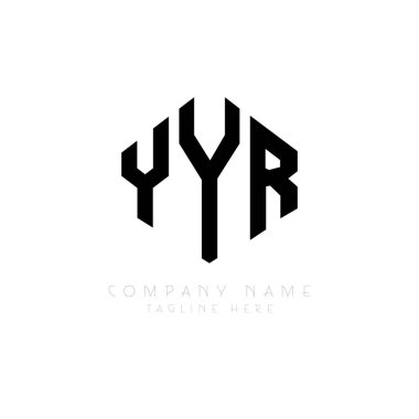 YYR harf logosu tasarımı ve çokgen şekli. YYR çokgen ve küp şeklinde logo tasarımı. YYR altıgen vektör logosu beyaz ve siyah renkler. YYR monogramı, iş ve emlak logosu.