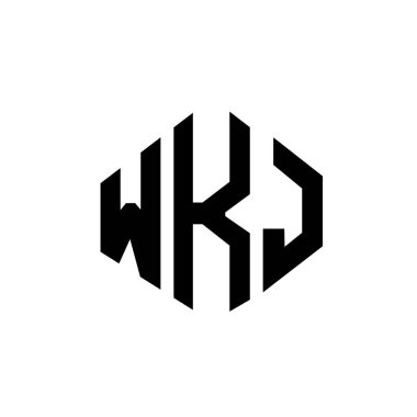 WKJ letter logo design with polygon shape. WKJ polygon and cube shape logo design. WKJ hexagon vector logo template white and black colors. WKJ monogram, business and real estate logo.