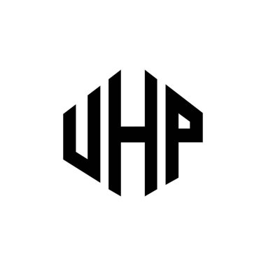 UHP letter logo design with polygon shape. UHP polygon and cube shape logo design. UHP hexagon vector logo template white and black colors. UHP monogram, business and real estate logo.