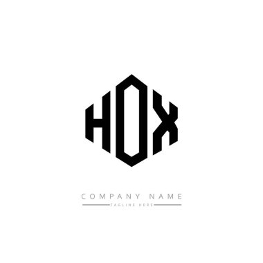 HOX harf logosu dizaynı çokgen şeklinde. HOX çokgen ve küp şeklinde logo tasarımı. HOX altıgen vektör logosu beyaz ve siyah renkler. HOX monogramı, iş ve emlak logosu.