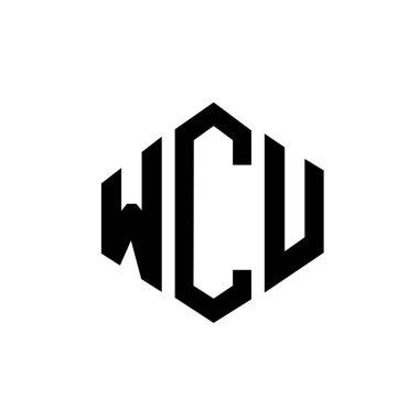 Çokgen şekilli WCU harf logosu tasarımı. WCU çokgen ve küp şeklinde logo tasarımı. WCU altıgen vektör logosu şablonu beyaz ve siyah renkli. WCU monogramı, iş ve emlak logosu.