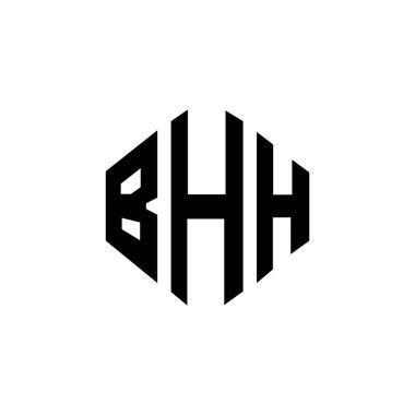 BHH letter logo design with polygon shape. BHH polygon and cube shape logo design. BHH hexagon vector logo template white and black colors. BHH monogram, business and real estate logo.