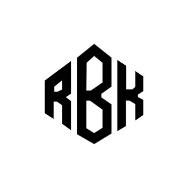 RBK letter logo design with polygon shape. RBK polygon and cube shape logo design. RBK hexagon vector logo template white and black colors. RBK monogram, business and real estate logo.