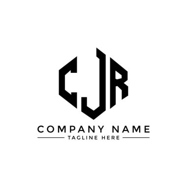 Çokgen şekilli CJR harf logosu tasarımı. CJR çokgen ve küp şeklinde logo tasarımı. CJR altıgen vektör logosu beyaz ve siyah renkler. CJR monogramı, iş ve emlak logosu.