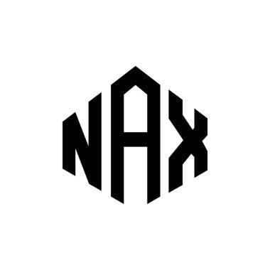 NAX letter logo design with polygon shape. NAX polygon and cube shape logo design. NAX hexagon vector logo template white and black colors. NAX monogram, business and real estate logo.