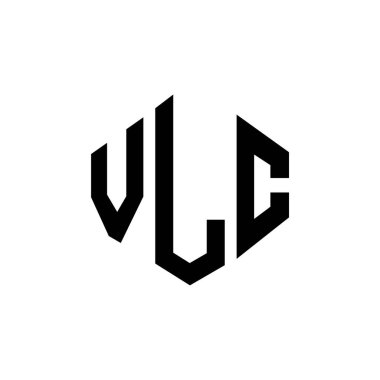 Çokgen şekilli VLC harf logosu tasarımı. VLC çokgen ve küp şeklinde logo tasarımı. VLC altıgen vektör logo şablonu beyaz ve siyah renkler. VLC monogramı, iş ve emlak logosu.