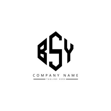 Çokgen şekilli BSY harf logosu tasarımı. BSY çokgen ve küp şeklinde logo tasarımı. BSY altıgen vektör logo şablonu beyaz ve siyah renkler. BSY monogramı, iş ve emlak logosu.