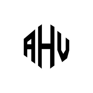 AHV letter logo design with polygon shape. AHV polygon and cube shape logo design. AHV hexagon vector logo template white and black colors. AHV monogram, business and real estate logo.