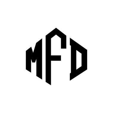 MFD letter logo design with polygon shape. MFD polygon and cube shape logo design. MFD hexagon vector logo template white and black colors. MFD monogram, business and real estate logo.