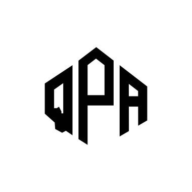 Çokgen şekilli QPA harf logosu tasarımı. QPA çokgen ve küp şeklinde logo tasarımı. QPA altıgen vektör logosu beyaz ve siyah renkler. QPA monogramı, iş ve emlak logosu.