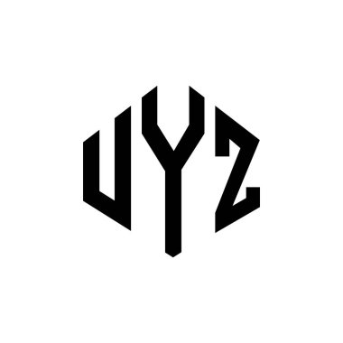 UYZ letter logo design with polygon shape. UYZ polygon and cube shape logo design. UYZ hexagon vector logo template white and black colors. UYZ monogram, business and real estate logo.
