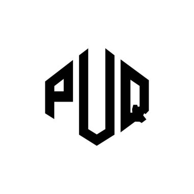 PUQ letter logo design with polygon shape. PUQ polygon and cube shape logo design. PUQ hexagon vector logo template white and black colors. PUQ monogram, business and real estate logo.