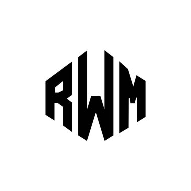 RWM letter logo design with polygon shape. RWM polygon and cube shape logo design. RWM hexagon vector logo template white and black colors. RWM monogram, business and real estate logo.