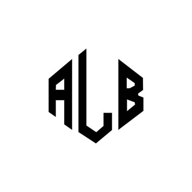 Çokgen şekilli ALB harfli logo tasarımı. ALB çokgen ve küp şeklinde logo tasarımı. ALB altıgen vektör logo şablonu beyaz ve siyah renkler. ALB monogramı, iş ve emlak logosu.