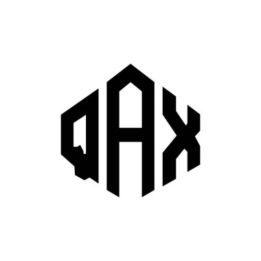 QAX letter logo design with polygon shape. QAX polygon and cube shape logo design. QAX hexagon vector logo template white and black colors. QAX monogram, business and real estate logo.