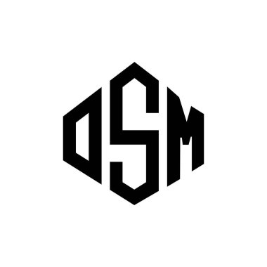 Çokgen şekilli OSM harf logosu tasarımı. OSM çokgen ve küp şeklinde logo tasarımı. OSM altıgen vektör logosu beyaz ve siyah renkler. OSM monogramı, iş ve emlak logosu.