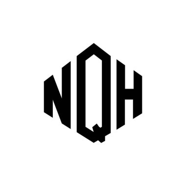 Çokgen şekilli NQH harf logosu tasarımı. NQH çokgen ve küp şeklinde logo tasarımı. NQH altıgen vektör logosu beyaz ve siyah renkler. NQH monogramı, iş ve emlak logosu.