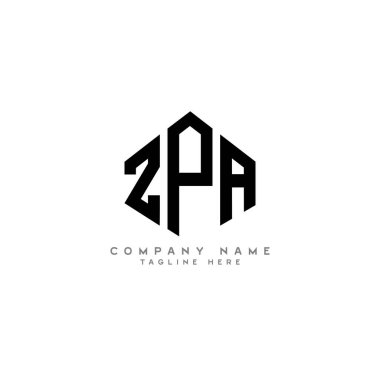 Çokgen şekilli ZPA harf logosu tasarımı. ZPA çokgen ve küp şeklinde logo tasarımı. ZPA altıgen vektör logosu beyaz ve siyah renklerde. ZPA monogramı, iş ve emlak logosu.