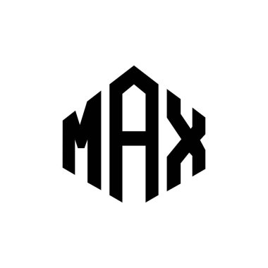 Çokgen şekilli MAX harfli logo tasarımı. MAX çokgen ve küp şeklinde logo tasarımı. MAX altıgen vektör logosu şablonu beyaz ve siyah renkler. MAX monogramı, iş ve emlak logosu.