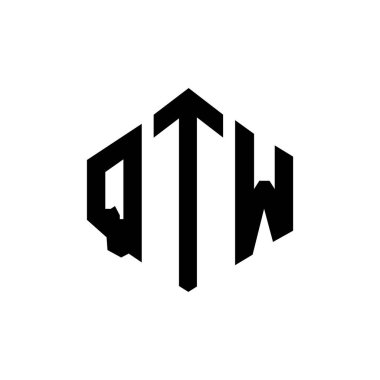 Çokgen şekilli QTW harf logosu tasarımı. QTW çokgen ve küp şeklinde logo tasarımı. QTW altıgen vektör logosu şablonu beyaz ve siyah renkler. QTW monogram, iş ve emlak logosu.