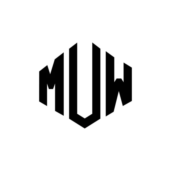 Muw Letter Logo Design Polygon Shape Muw Polygon Cube Shape — Vetor de Stock