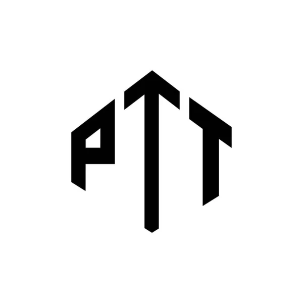 Ptt Letter Logo Design Polygon Shape Ptt Polygon Cube Shape — стоковый вектор