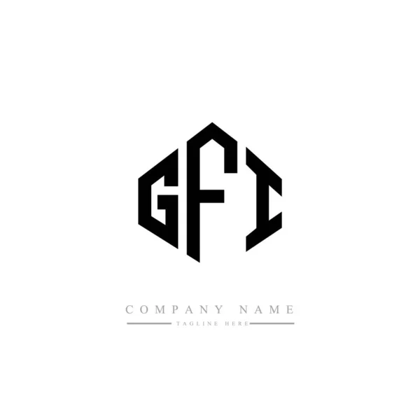 Gfi字母标识设计与多边形 方块形状的标志设计 六边形矢量标识模板白色和黑色的颜色 商业和房地产标志 — 图库矢量图片